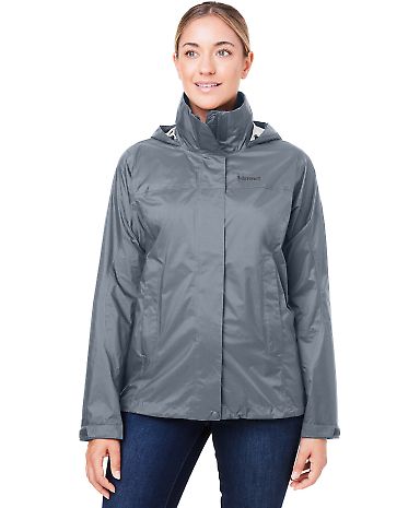 Marmot M15866 Ladies' Precip Eco Rain Jacket in Steel onyx front view