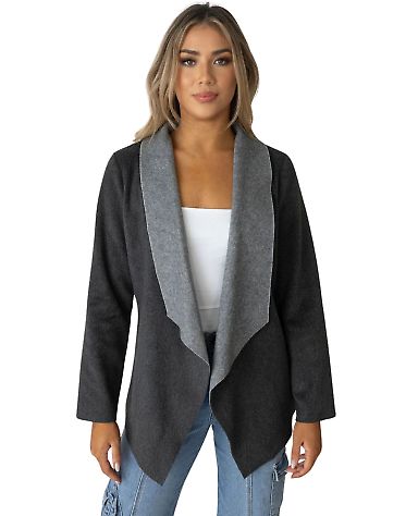 Stilo Apparel FS30344 Combo Bonded Sweater Knit Wa in Charcoal front view
