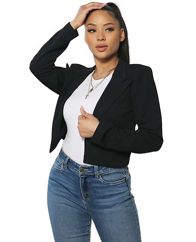 Stilo Apparel FS26856 Cropped Blazer in Black front view