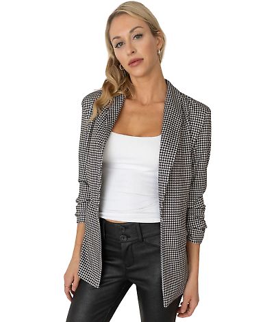 Stilo Apparel FS30045 HOUNDSTOOTH PRINTED PONTE RO in Houndstooth front view