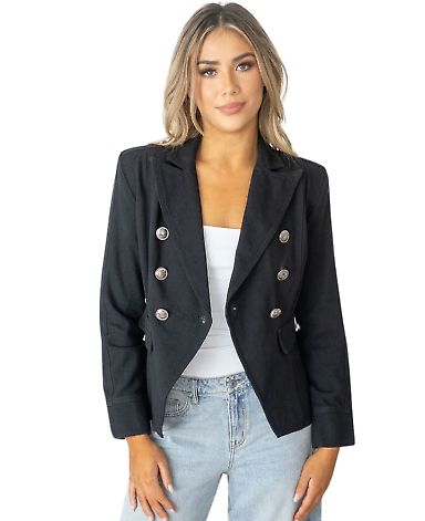 Stilo Apparel FS27415B Denim double breasted fitte in Black front view