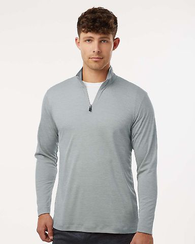 Allpro 4HM700 Performance Mélange Quarter-Zip Pul in Silver melange front view