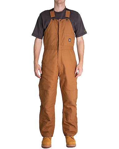 Berne Apparel B415T Tall Heritage Insulated Bib Ov in Brown duck front view