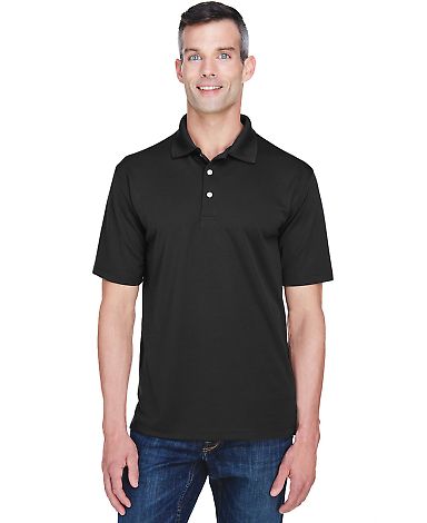 8445 UltraClub® Men's Cool & Dry Stain-Release Pe in Black front view