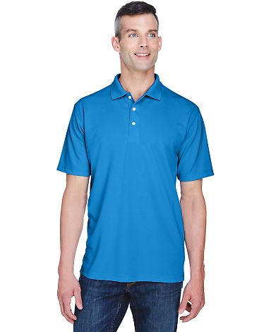 8445 UltraClub® Men's Cool & Dry Stain-Release Pe in Pacific blue front view