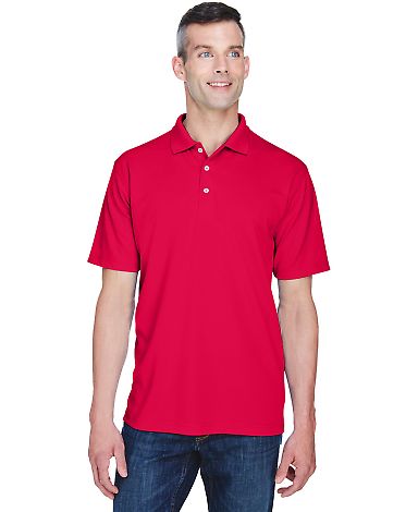 8445 UltraClub® Men's Cool & Dry Stain-Release Pe in Red front view