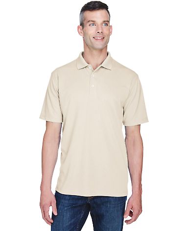 8445 UltraClub® Men's Cool & Dry Stain-Release Pe in Stone front view