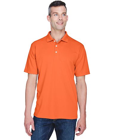 8445 UltraClub® Men's Cool & Dry Stain-Release Pe in Orange front view