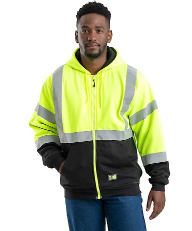 Berne Apparel HVF023 Hi-Vis Class 3 Color Block Fu in Hi vis yellow front view