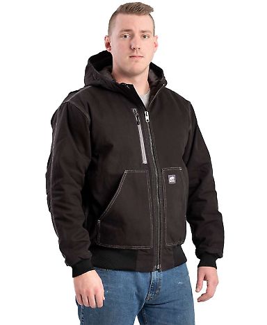 Berne Apparel HJ61 Modern Hooded Jacket in Black front view