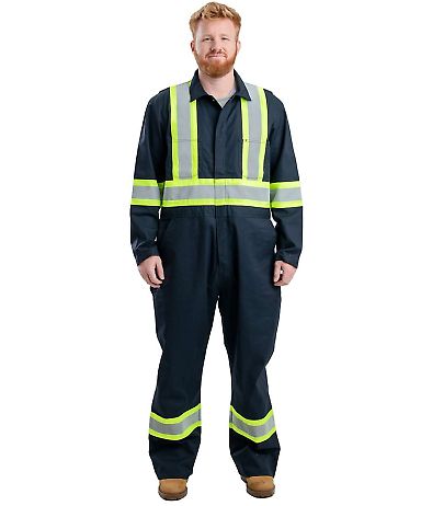 Berne Apparel HVC250 Safety Striped Unlined Covera in Navy front view