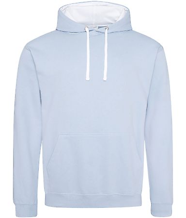 AWDis JHA003 Midweight Varsity Contrast Hooded Swe in Sky blue/arctic white front view