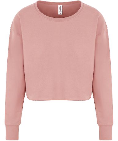 AWDis JHA035 Women's Cropped Pullover Sweatshirt in Dusty pink front view