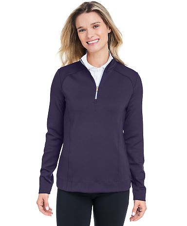 Fairway & Greene F12250 Women's Wells Quarter-Zip  in Eclipse/ white front view