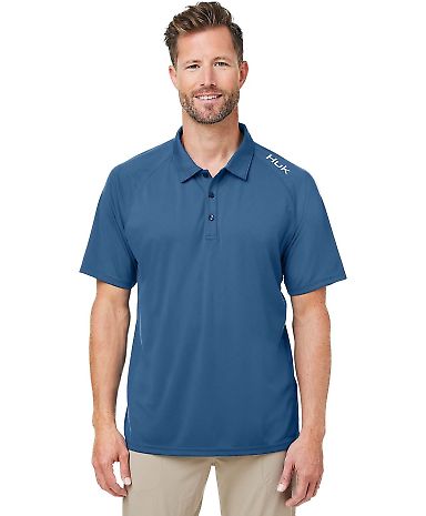 HUK  H12L005 LoPro Solid Performance Polo in Sargasso sea front view