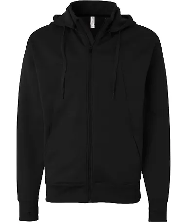 Independent Trading Co. - Hi-Tech Full-Zip Hooded  Black front view