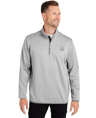 HUK H130098 Cold Front Quarter-Zip Pullover in Harbor mist heather front view