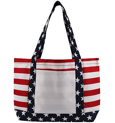 OAD Bags OAD5052 Americana Beach Tote in Red/ white/ blue front view