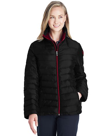 Spyder 187336 Women's Insulated Puffer Jacket in Black/ red front view