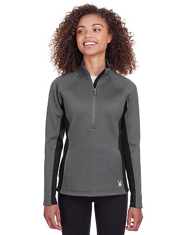 Spyder S16562 Women's Constant Half-Zip Sweater in Polar/ black front view