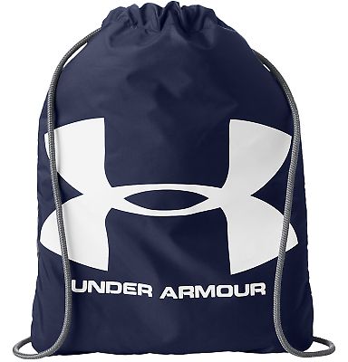 Under Armour 1240539 Ozsee Sackpack Drawstring Bag in Midnight navy/ white front view