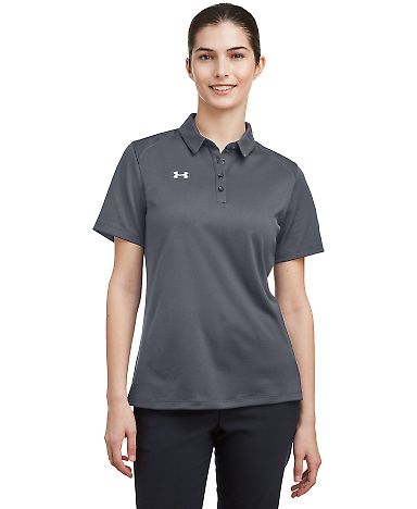 Under Armour 1370431 Women's Tech™ Polo in Cs grey light heather/ white front view