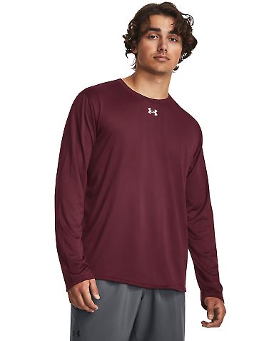 Under Armour 1376843 Team Tech™ Long Sleeve T-Sh in Maroon/ wht _609 front view