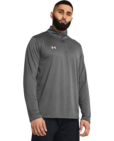 Under Armour 1376844 Team Tech™ Quarter-Zip Pull in Castlerock/ white front view