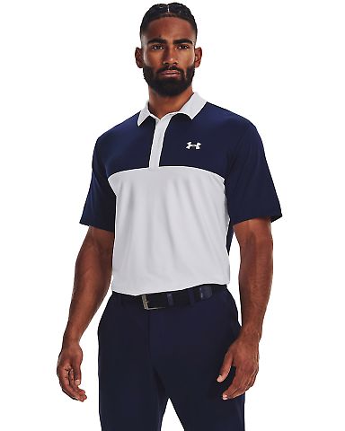 Under Armour 1377375 Performance 3.0 Colorblock Po in White/ midnight navy/ white front view