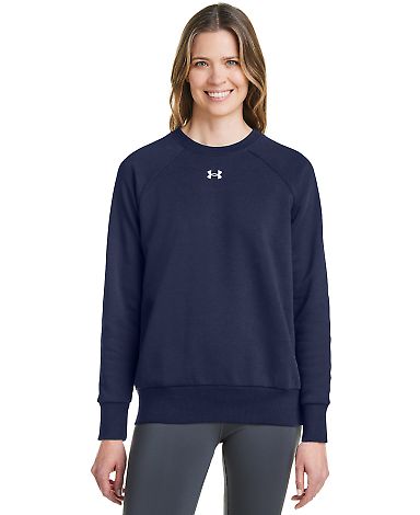 Under Armour 1379508 Women's Rival Fleece Sweatshi in Midnight navy/ white front view