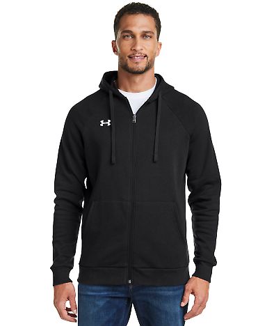 Under Armour 1379767 Rival Fleece Full-Zip in Black/ white_001 front view