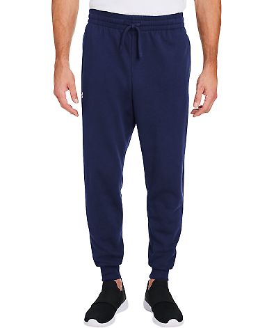 Under Armour 1379774 Rival Fleece Joggers in Midnight navy/ white front view