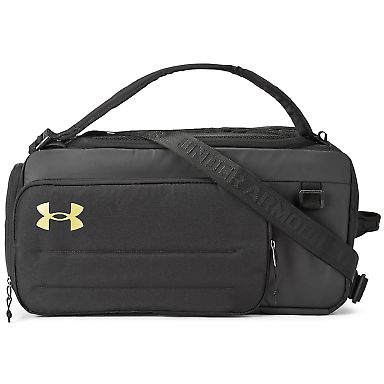 Under Armour 1381920 Contain Small Convertible Duf in Blk/ mt gld_001 front view