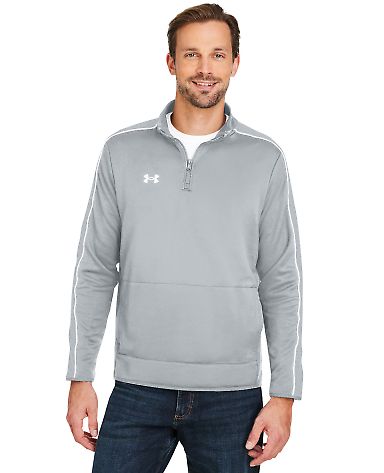 Under Armour 1383260 Command Quarter-Zip Pullover in Mod gry/ wh_011 front view