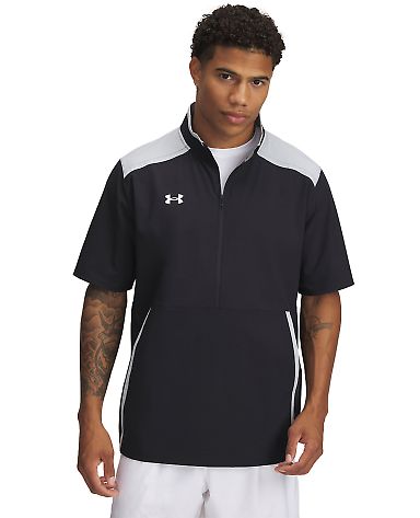Under Armour 1389612 Motivate 3.0 Short Sleeve Hal in Black/ m g/ white front view