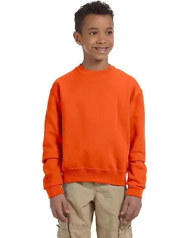 562B Jerzees Youth NuBlend® Crewneck 50/50 Sweats in Safety orange front view