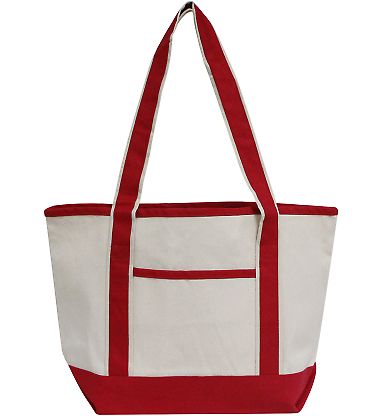 OAD Bags OAD102 Promotional Heavyweight Medium Bea in Natural/red front view