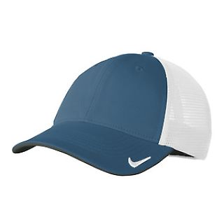 Nike NKFB6448 Stretch-to-Fit Mesh Back Cap in Navy/white front view