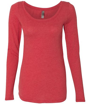 Next Level 6731 Tri-Blend Long Sleeve Scoop Tee in Vintage red front view