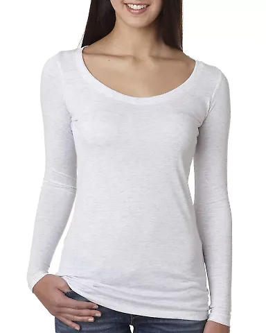 Next Level 6731 Tri-Blend Long Sleeve Scoop Tee in Heather white front view