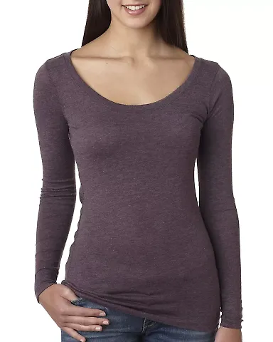 Next Level 6731 Tri-Blend Long Sleeve Scoop Tee in Vintage purple front view