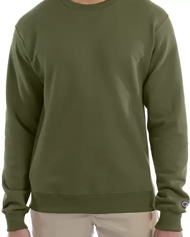 S600 Champion Logo Double Dry Crewneck Pullover sw Fresh Olive front view