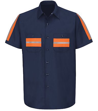 Red Kap SP24ET Men's Tall Enhanced Visibility Indu in Navy/ orange trim