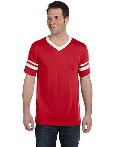 Augusta Sportswear 360 Two Sleeve Stripe Jersey in Red/ white front view