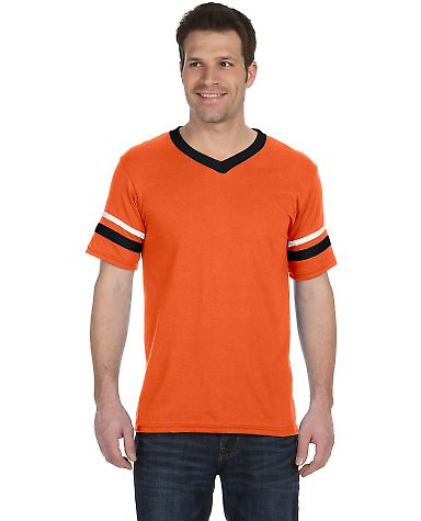 Augusta Sportswear 360 Two Sleeve Stripe Jersey in Orange/ black/ white front view