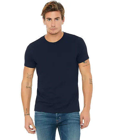 BELLA+CANVAS 3650 Mens Poly-Cotton T-Shirt in Navy front view
