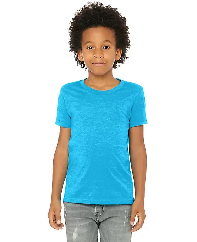 BELLA+CANVAS 3001YCVC Jersey Youth T-Shirt in Neon blue front view