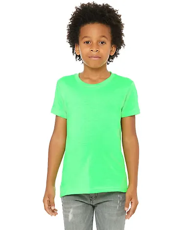BELLA+CANVAS 3001YCVC Jersey Youth T-Shirt in Neon green front view