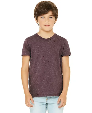 BELLA+CANVAS 3001YCVC Jersey Youth T-Shirt in Heather maroon front view