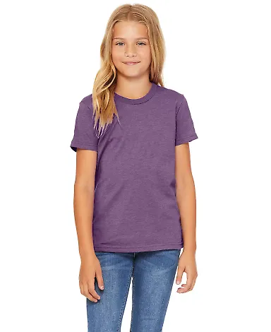 BELLA+CANVAS 3001YCVC Jersey Youth T-Shirt in Hthr team purple front view